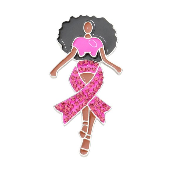 COPY - Pink Ribbon Afro Lady Brooch for Breast Cancer Awareness - Picture 4 of 5
